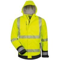 Warnschutz-Softshell-Jacke, gelb/schwarz, fluoreszierend