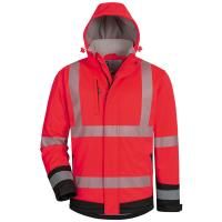 Warnschutz-Softshell-Jacke, rot/schwarz, fluoreszierend