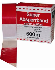 Absperrband, rot-weiß, Rolle a` 500 m