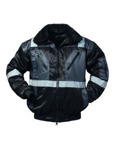 Pilotenjacke, schwarz/grau mit Reflexstreifen