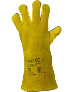 Schweißerhandschuh 5-Finger, 350 mm lang, gefüttert, gelb   