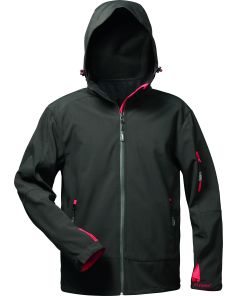 Softshell-Jacke "Zeta", mit Kapuze, schwarz-rot