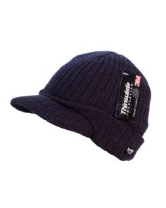 Strickmütze mit Schirm, einfarbig