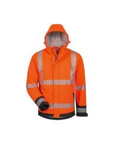 Warnschutz-Softshell-Jacke, orange/schwarz, fluoreszierend