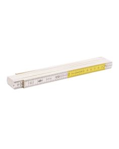 Zollstock, 2 Meter, Holz, weiß/gelb