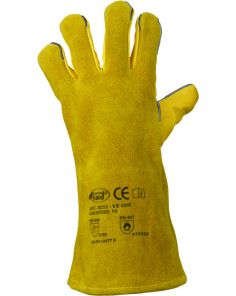 Schweißerhandschuh 5-Finger, 350 mm lang, gefüttert, gelb