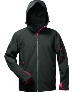 Softshell-Jacke "Zeta", mit Kapuze, schwarz-rot