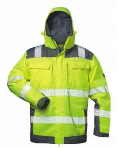 Warnschutz-Parka, 2 in 1, gebrochene Warnstreifen, gelb
