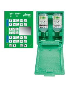 Augenspülstation mit 2 x 500 ml Augenspüllösung (NaCl 0,9%) Wandbox
