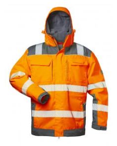 Warnschutz-Parka, 2 in 1, gebrochene Warnstreifen, orange