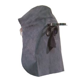 Lederhaube mit Klappbrille, mit Kopfschutz, Länge 400 mm