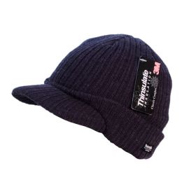 Strickmütze mit Schirm, einfarbig