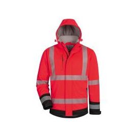 Warnschutz-Softshell-Jacke, rot/schwarz, fluoreszierend