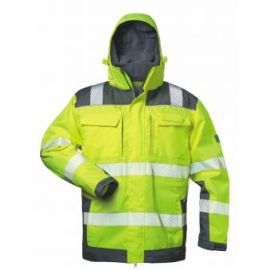 Warnschutz-Parka, 2 in 1, gebrochene Warnstreifen, gelb