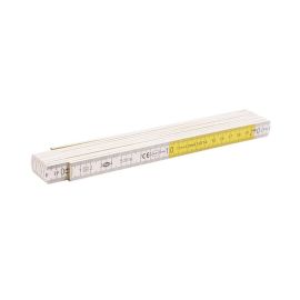 Zollstock, 2 Meter, Holz, weiß/gelb