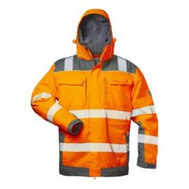 Warnschutz-Parka, 2 in 1, gebrochene Warnstreifen, orange