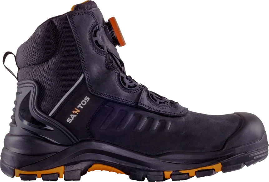 S3 Schnürstiefel Montana S7 L Fast von SANTOS mit BOA Schnellverschluss in schwarz orange für Baustelle und Industrie - rechte Ansicht