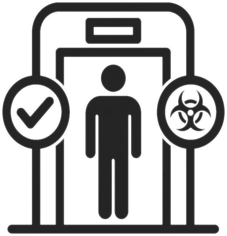 Die Bedeutung von Personenschleusen: Symbolische Darstellung der Trennung von kontaminierten und sauberen Zonen.
