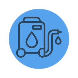 Vektorsymbol für mobile Wasserversorgung zur sicheren Wasseraufbereitung bei Dekontamination.