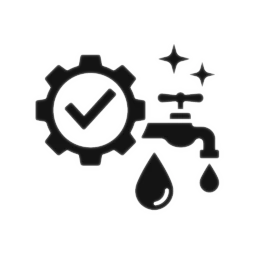 Vektorsymbol für mobile Wassersysteme mit zweistufiger Wasserreinigung zur Lösung von Reinigungsproblemen nach Kontaminierung.