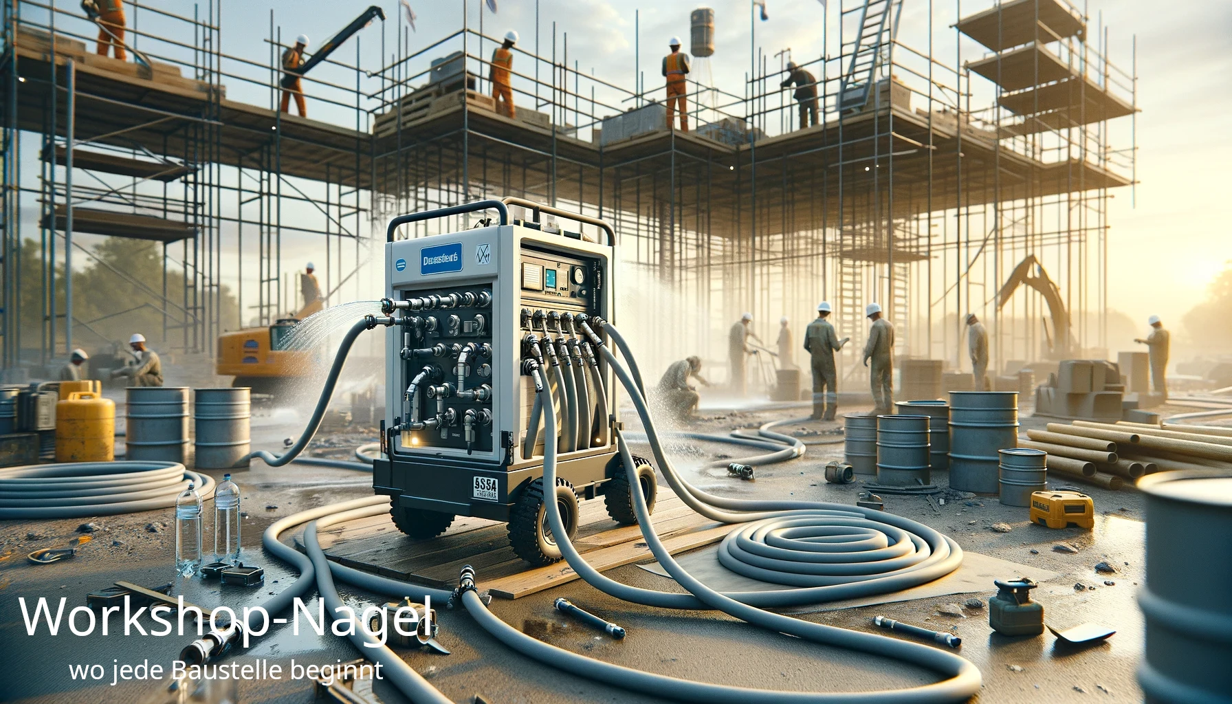 Moderne mobile Wasserversorgung für Baustellen, Reinigung und Dekontamination