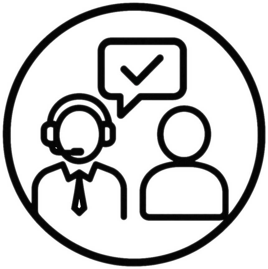 Symbol mit Berater und Kunde im Gespräch zur Auswahl passender Entsorgungslösungen