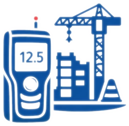 Entfernungsmesser im Einsatz auf einer Baustelle zur präzisen Längenmessung