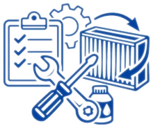 Symbolisches Icon für die regelmäßige Wartung und den Filterwechsel eines Unterdruckhaltegeräts zur Sicherstellung der optimalen Leistung.