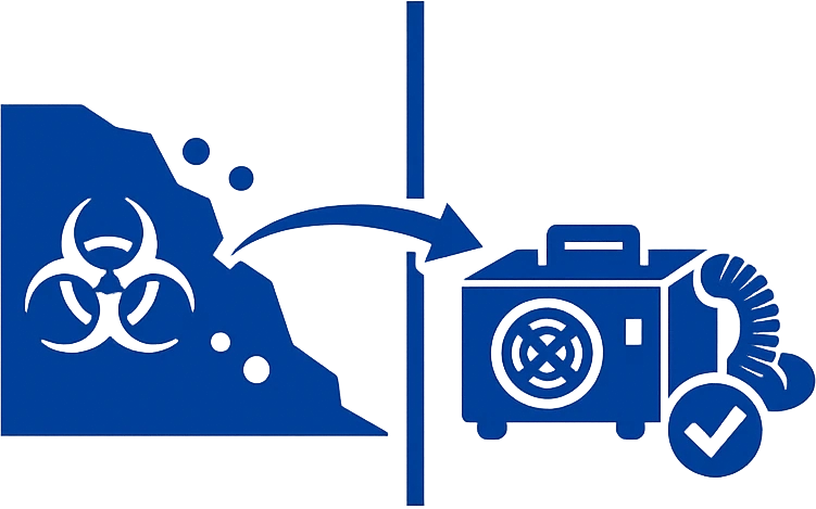 Minimalistisches Icon zeigt ein Unterdruckhaltegeraet ausserhalb eines abgegrenzten Schwarzbereichs.