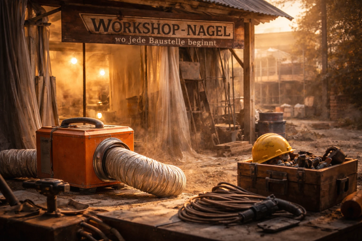 Unterdruckhaltegerät auf Baustelle bei Sanierungsarbeiten von Workshop-Nagel