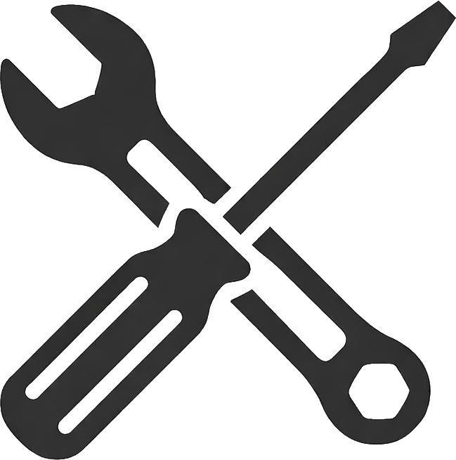 Werkzeugkreuz in Schwarz-Weiß